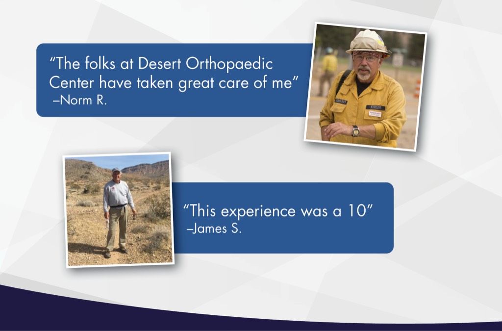 Desert Orthopaedic Center's published patient comeback stories banner